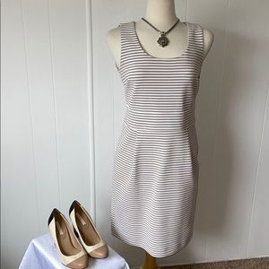 Banana Republic Taupe and White Stripe Dress
